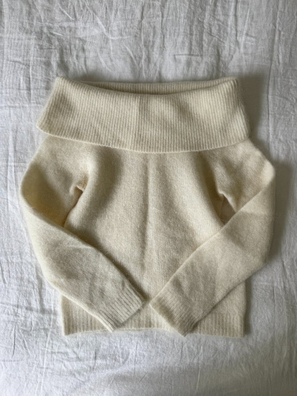 Sezane off-the-shoulder sweater in cream